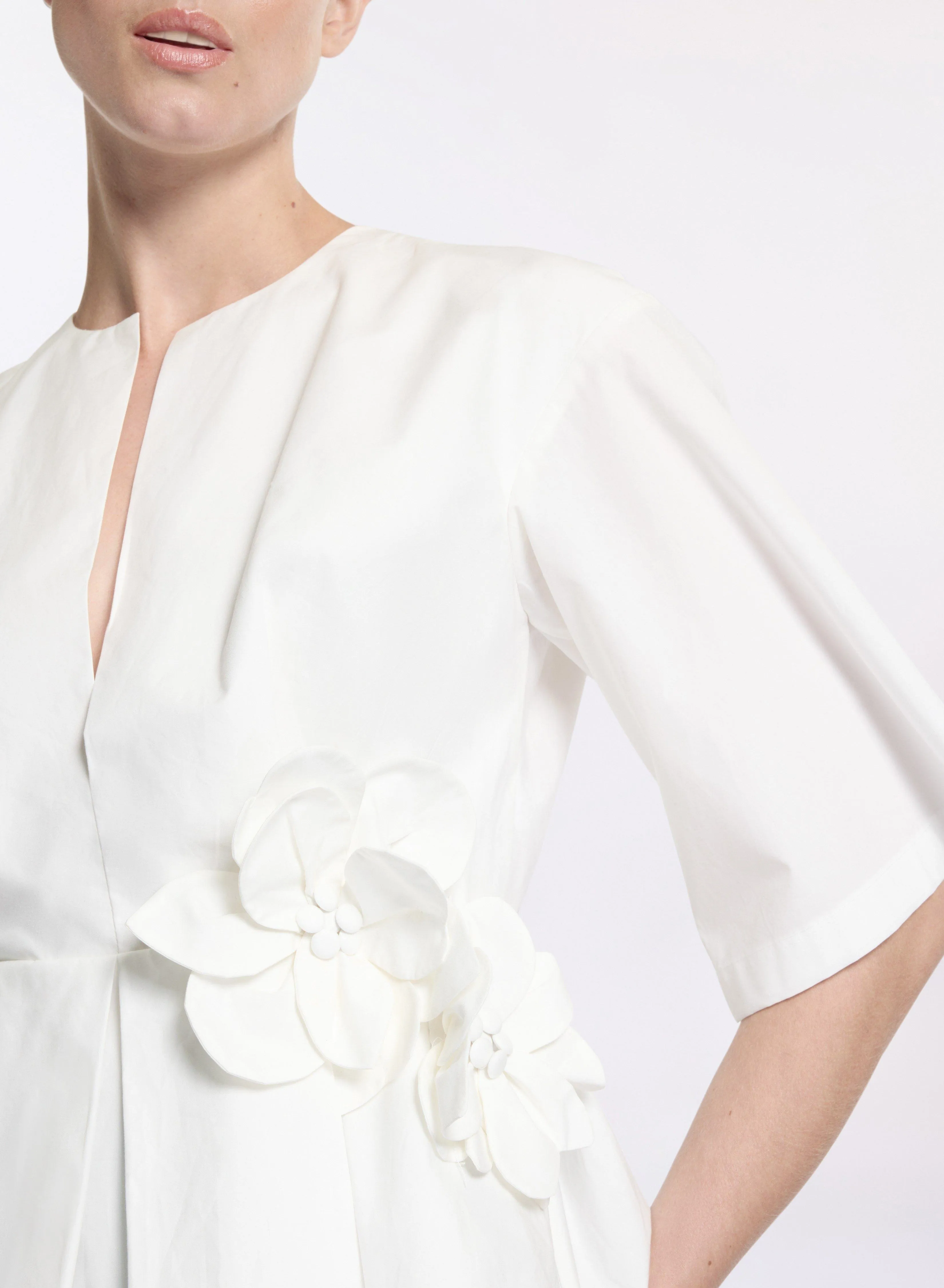 3D Flower Poplin Blouse
