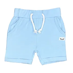 Airy Blue Kids Harem Shorts with Pockets || Bamboo/Cotton/Spandex French Terry (18M-8Y)