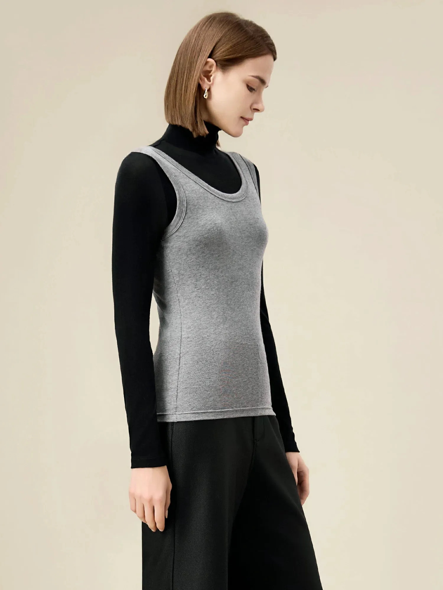Amoretu Women's Silk Cashmere Two-Piece Knitted T-Shirt Set