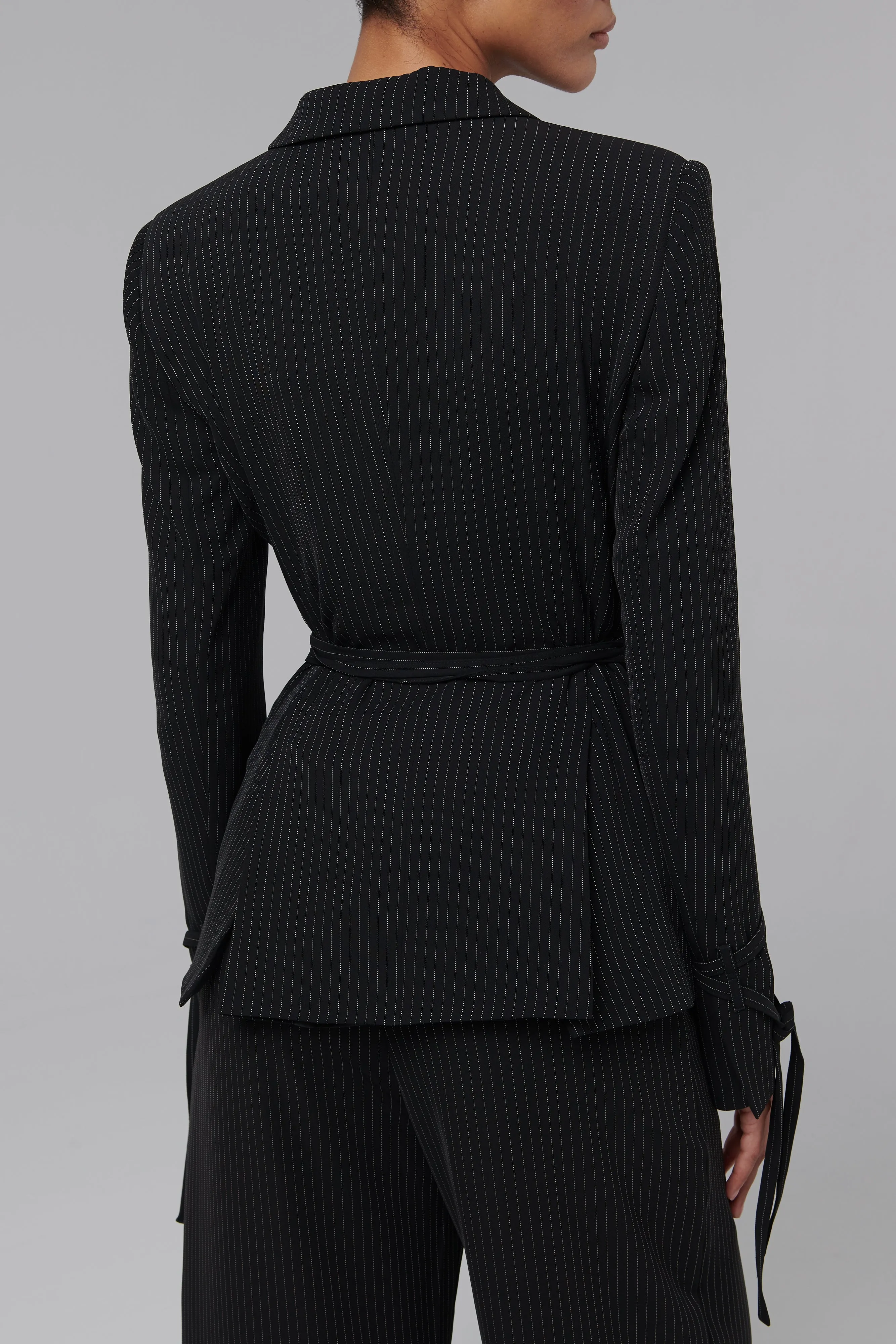 Black Fitted Belt Blazer