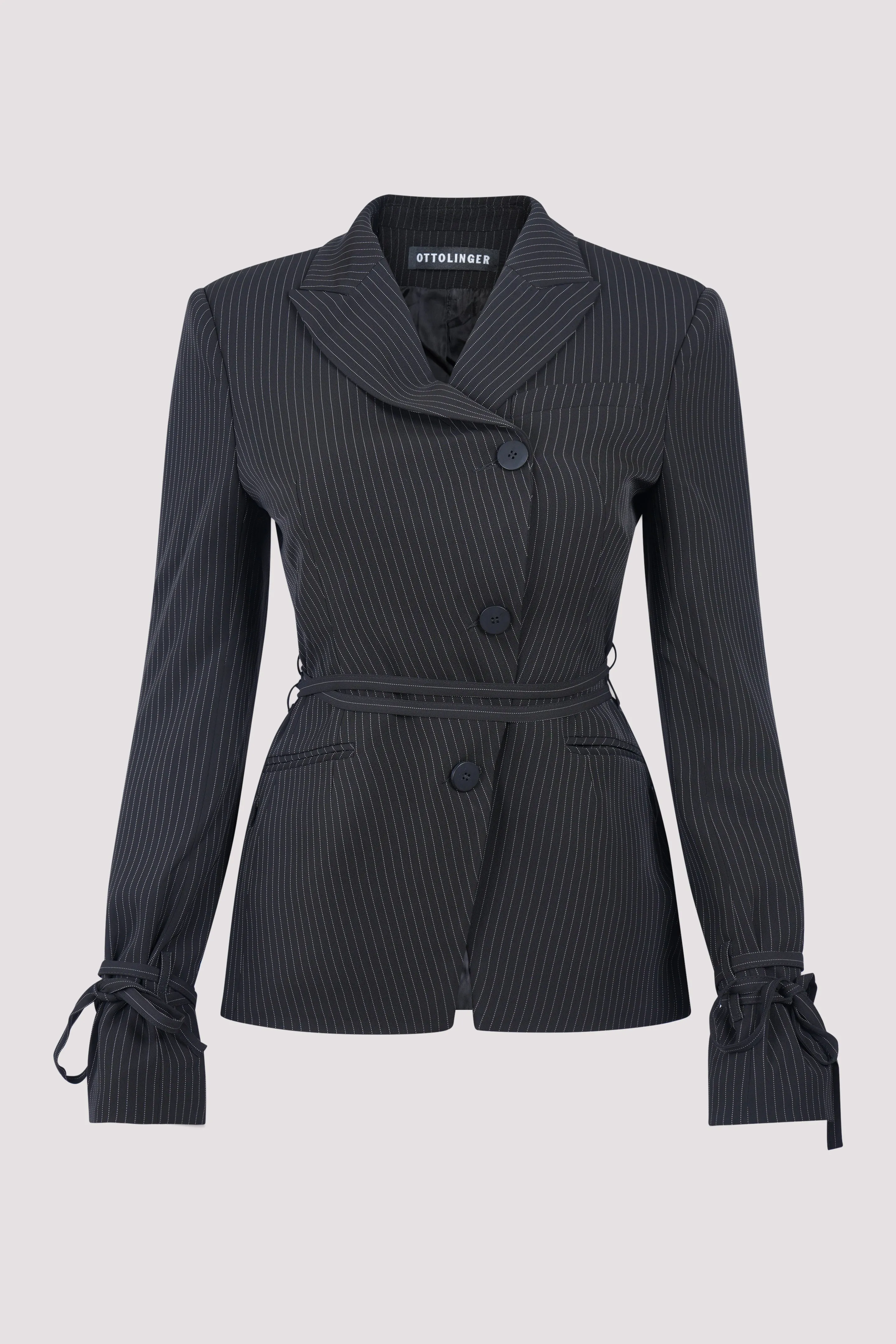 Black Fitted Belt Blazer