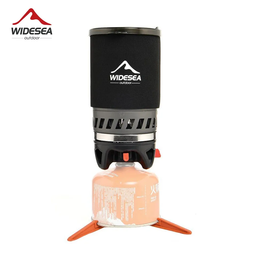 Camping Cooking System with Heat Exchanger Outdoor Gas Stove Burner Tourist Coffee Pot Cup Cookware Tableware Tourism