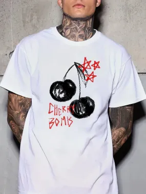 Cherry Bomb Printed Men's Fashion Short Sleeve T-shirt