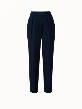 Cotton Double-Face Pleated Tapered Pants