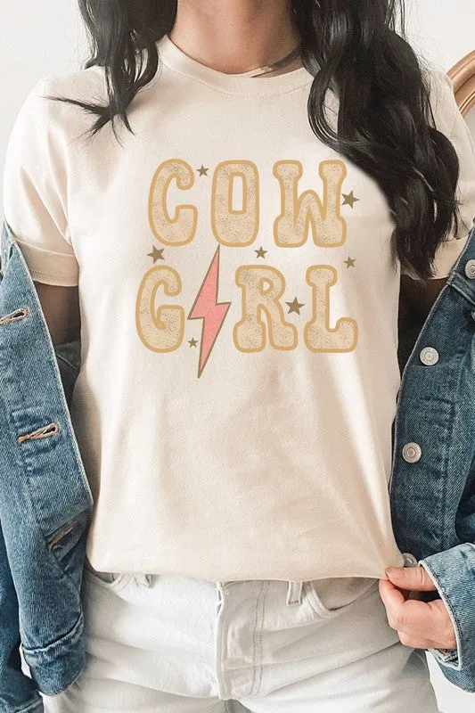 Cowgirl Star Lightning Bolt Western Graphic Tee