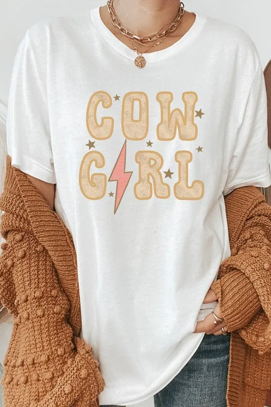Cowgirl Star Lightning Bolt Western Graphic Tee