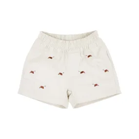 Critter Sheffield Shorts - Saratoga Stone & Dog Embroidery with Buckhead Blue Stork