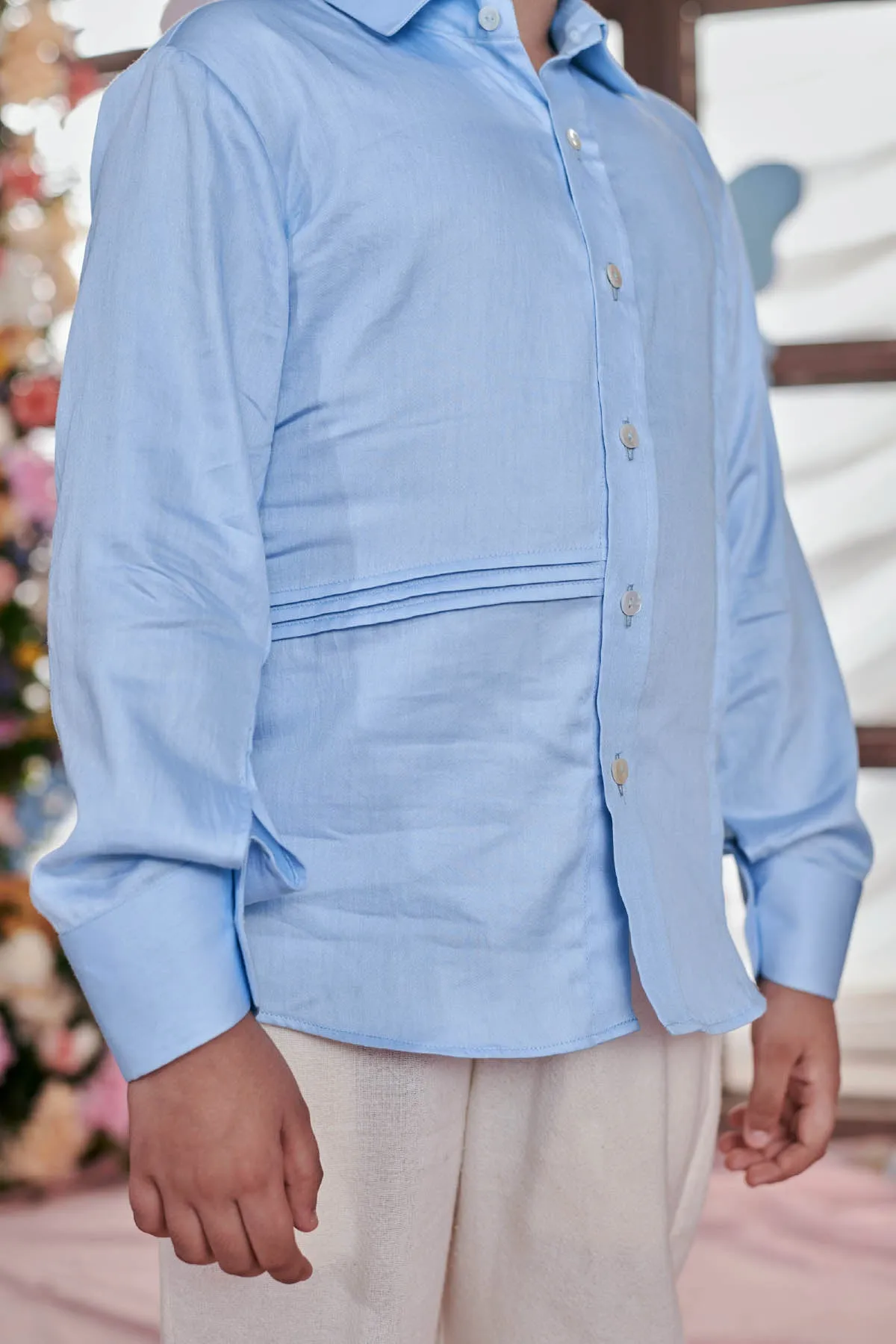 Crystal Blue Pintuck Shirt