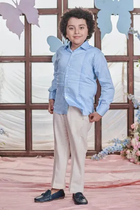 Crystal Blue Pintuck Shirt