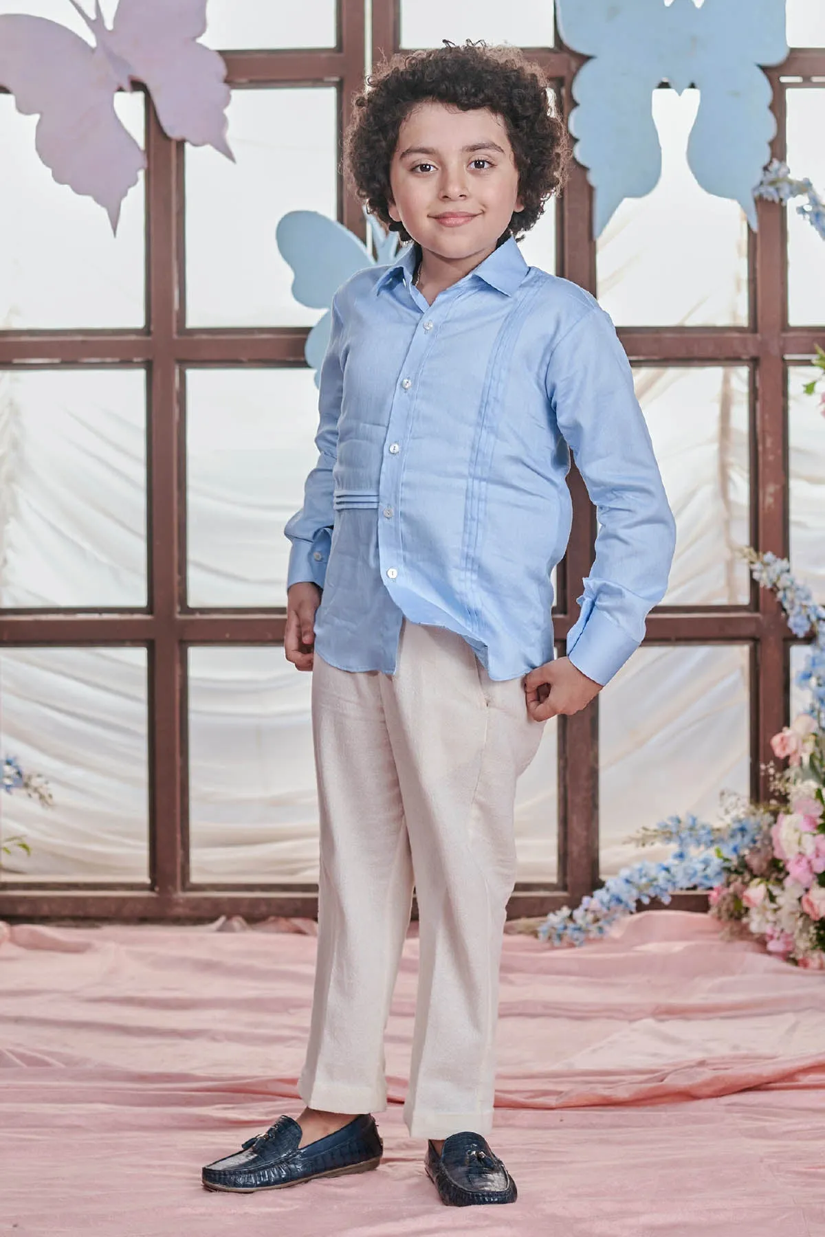 Crystal Blue Pintuck Shirt