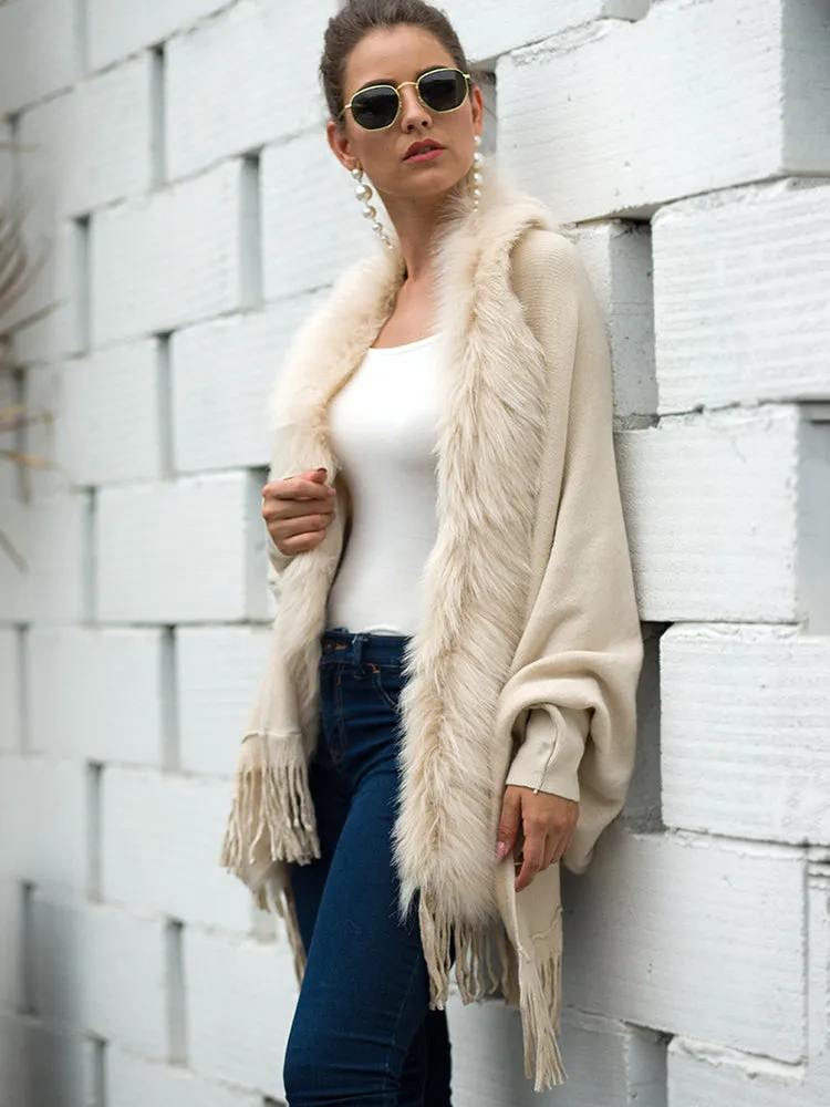 Debbie Fur Collar Bohemian Oversized Women Cardigan