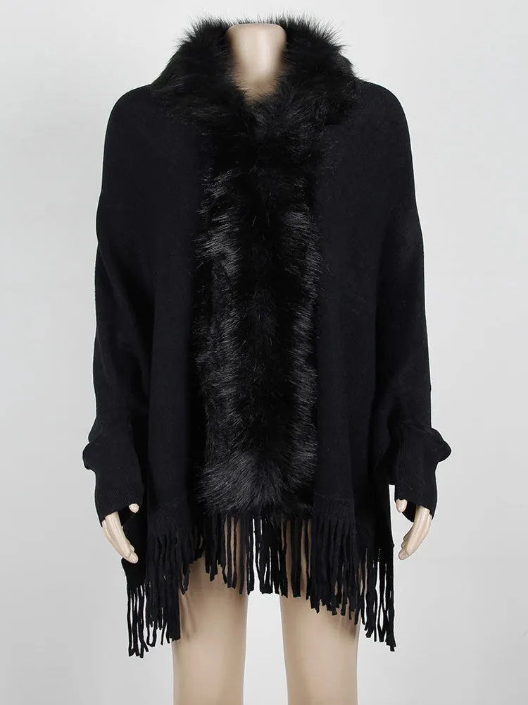 Debbie Fur Collar Bohemian Oversized Women Cardigan