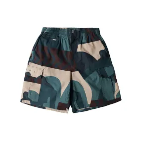 distorted camo shorts (green)