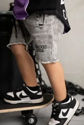 Dustin Cracked Soda Denim Shorts - Ash