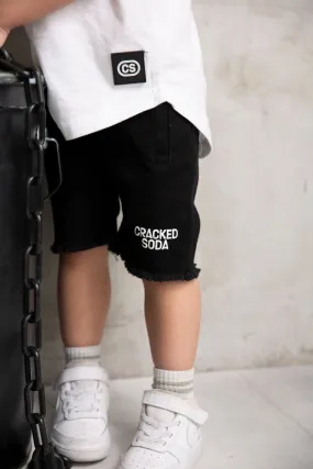 Dustin Cracked Soda Denim Shorts - Black
