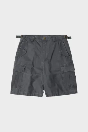 Faded Cotton Cargo Shorts - Charcoal