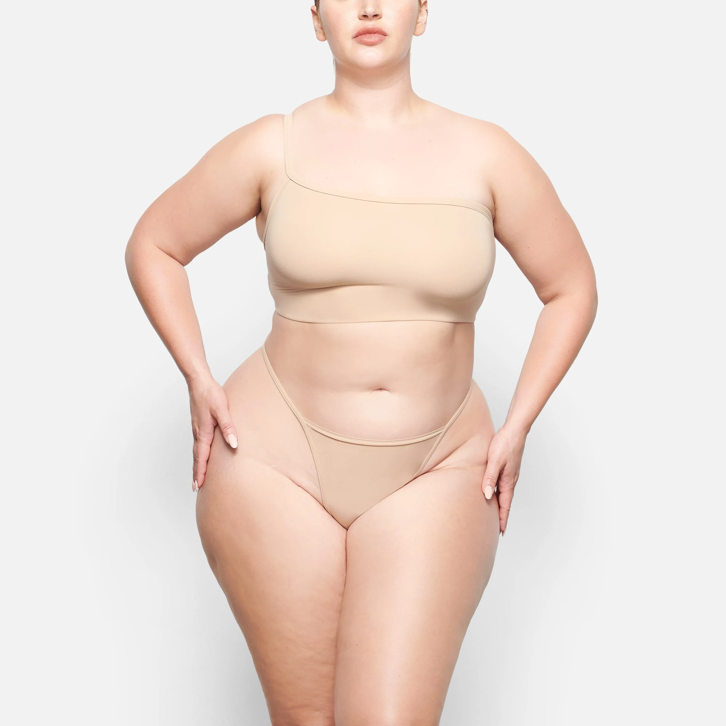 FITS EVERYBODY ONE SHOULDER BRALETTE | CLAY
