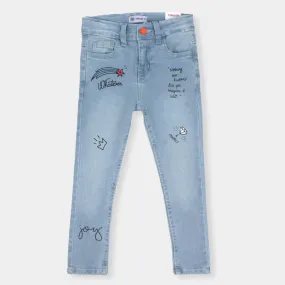 Girls Pant Denim Print Joy - Ice Blue