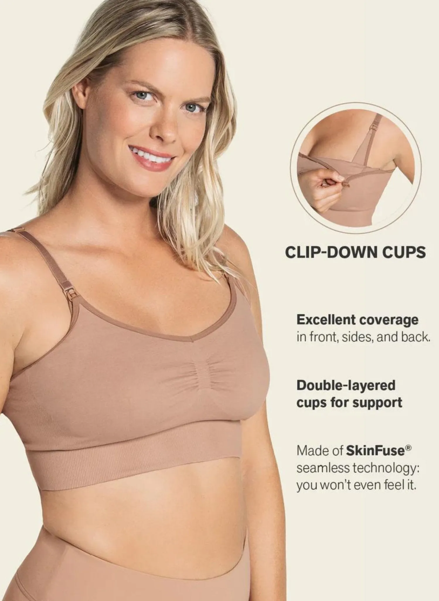 High-Tech Clip Cup Maternity & Nursing Bra - Nude