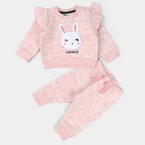 Infant Girls Fleece Knitted Suit Lovely-P.Melange