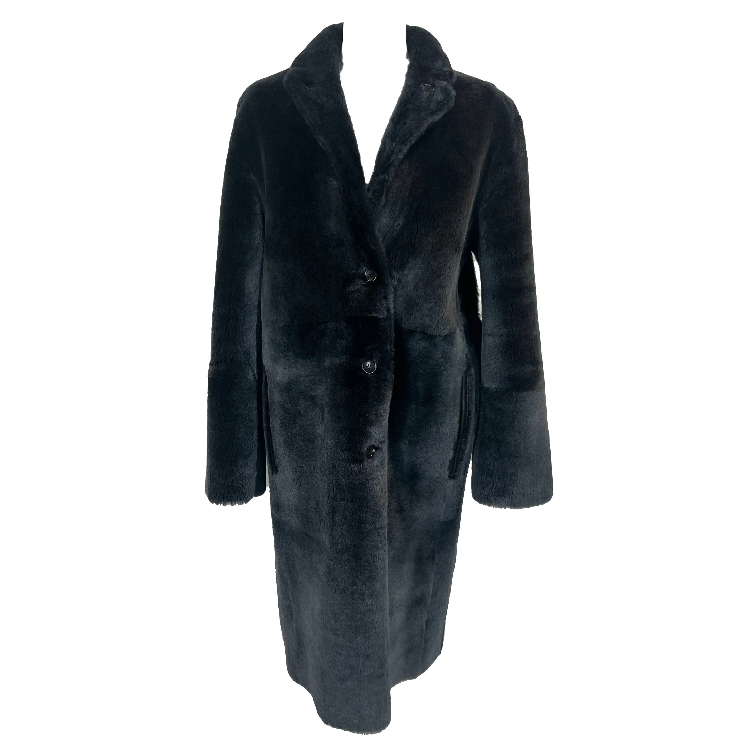 Joseph £1875 Black Reversible Shearling Brittanny Polar Coat XXS/XS