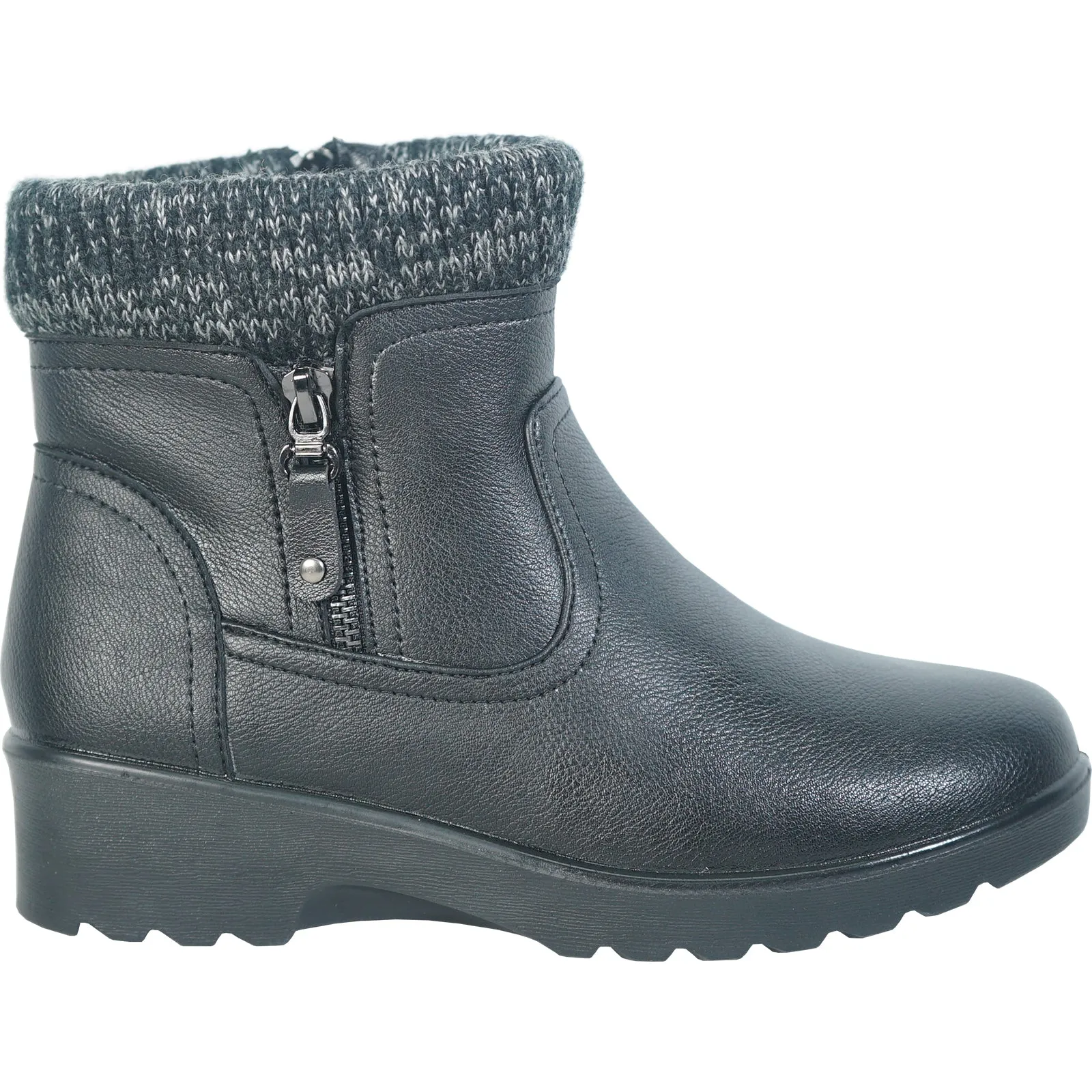 KOZI Women Winter Fur Boot NANCY-9 Ankle Casual Boot Black