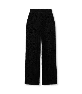 Ladies Woven Pants Leopard Velvet - Zwart