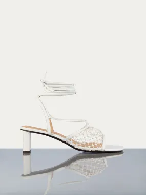 Le Adelaide Crochet Lace Up Heel -- Off White