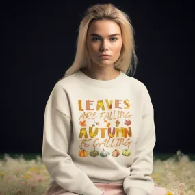 Leaves are Falling Autumn is Calling Sweatshirt, Autumn Leaves Sweatshirt, Autumn Skeleton Shirt, Pumpkin Fall Sweatshirt, Fall Sweatshirt