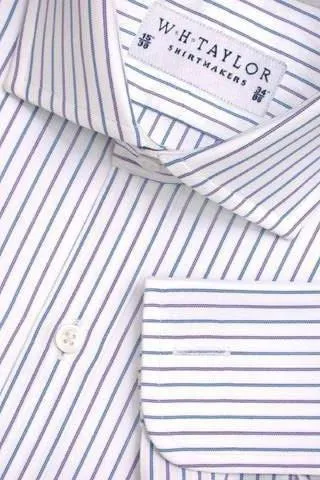 Lilac Blue Elegant Stripe Poplin Ladies Bespoke Shirt