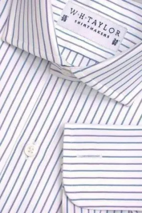 Lilac Blue Elegant Stripe Poplin Ladies Bespoke Shirt