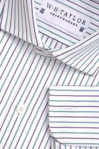 Lilac Mint Elegant Stripe Poplin Men's Bespoke Shirt