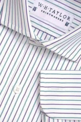 Lilac Mint Elegant Stripe Poplin Men's Bespoke Shirt