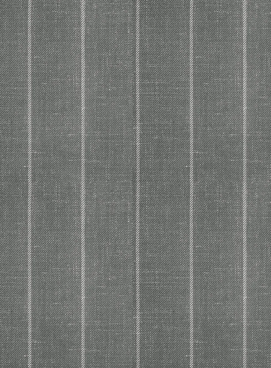London Loom Gray Stripe Wool Silk Linen Pants