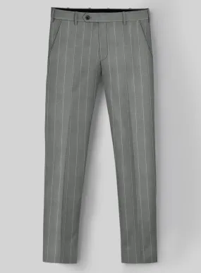 London Loom Gray Stripe Wool Silk Linen Pants
