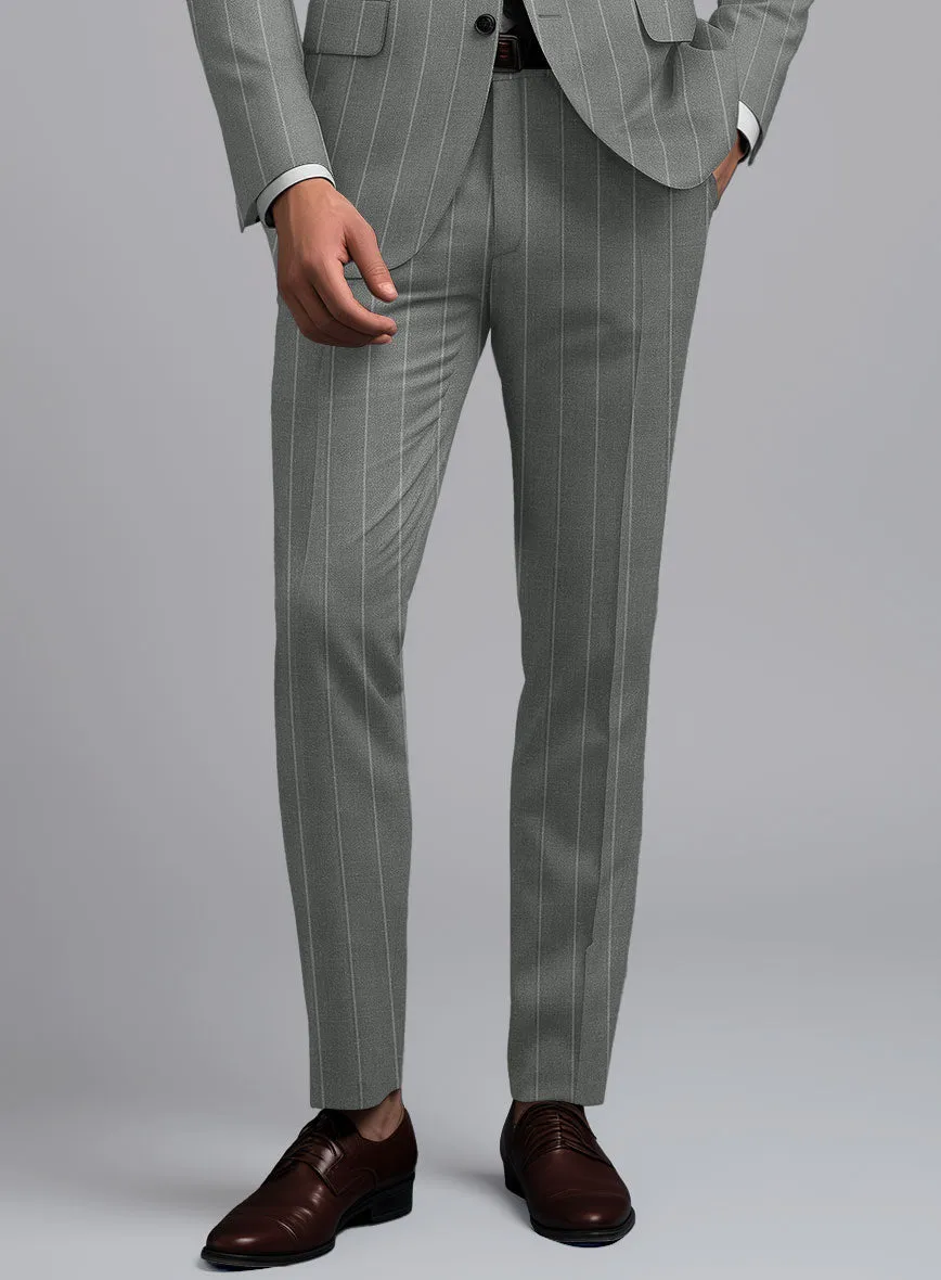 London Loom Gray Stripe Wool Silk Linen Pants
