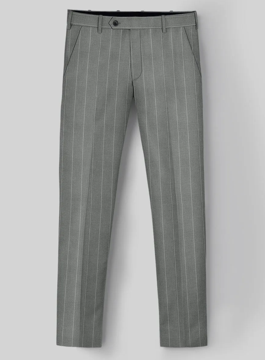 London Loom Gray Stripe Wool Silk Linen Pants