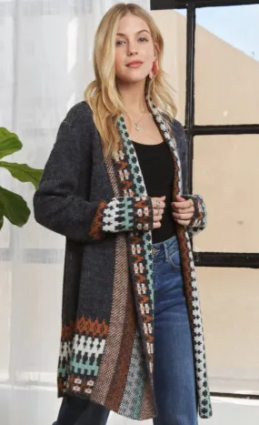 Long Navy Multi Cardi