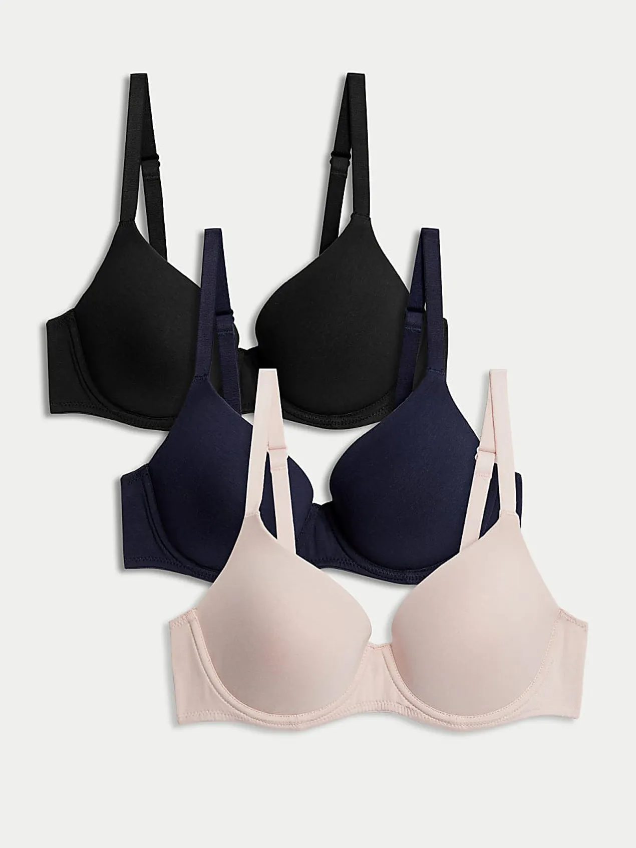 M&S U/W L/P F/C 3 Pack Bra T33/0322 (Pink Mix)