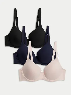M&S U/W L/P F/C 3 Pack Bra T33/0322 (Pink Mix)