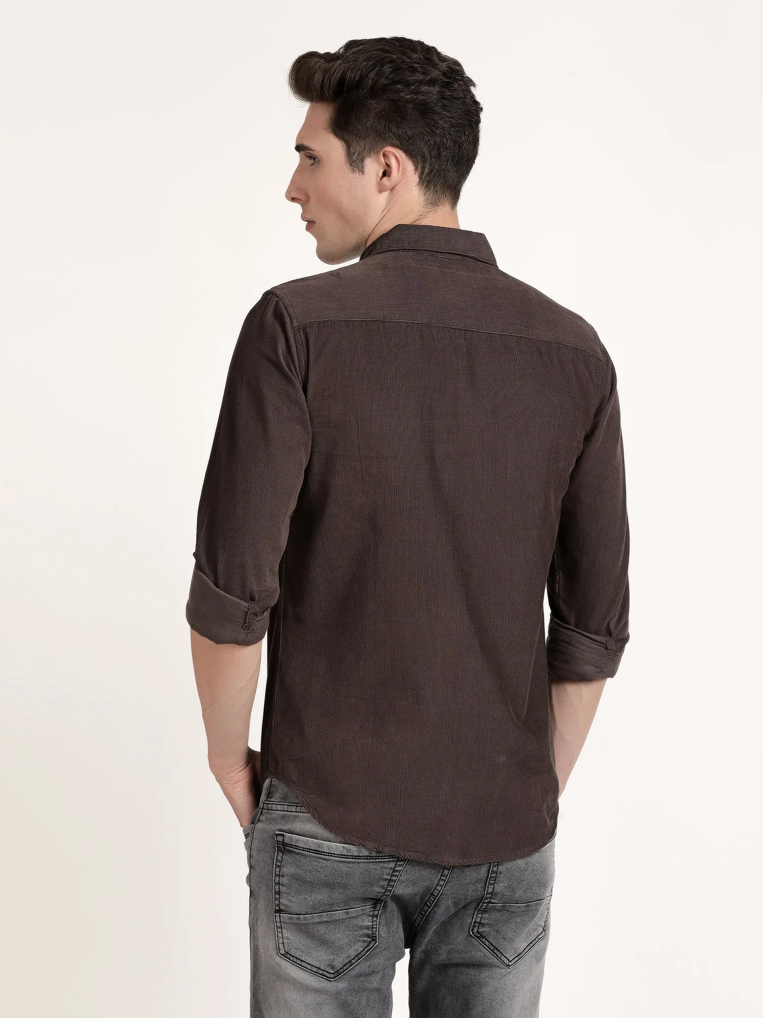 Men Brown Solid Formal Shirt (GBRJ6021)