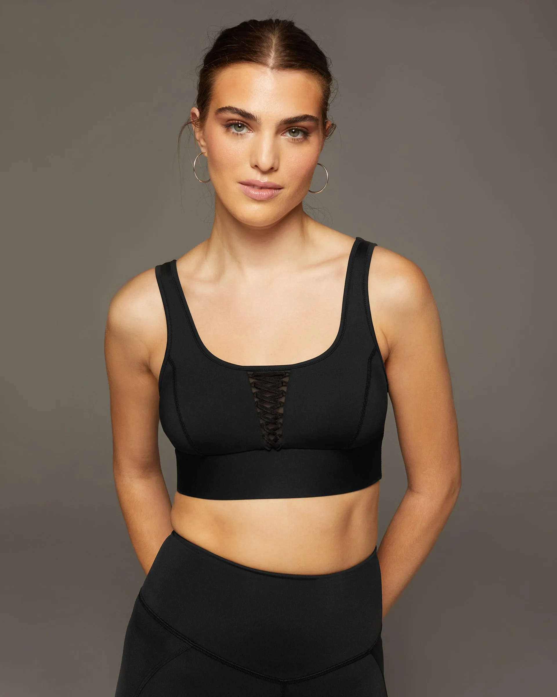 Nero Lace-Up Longline Bra