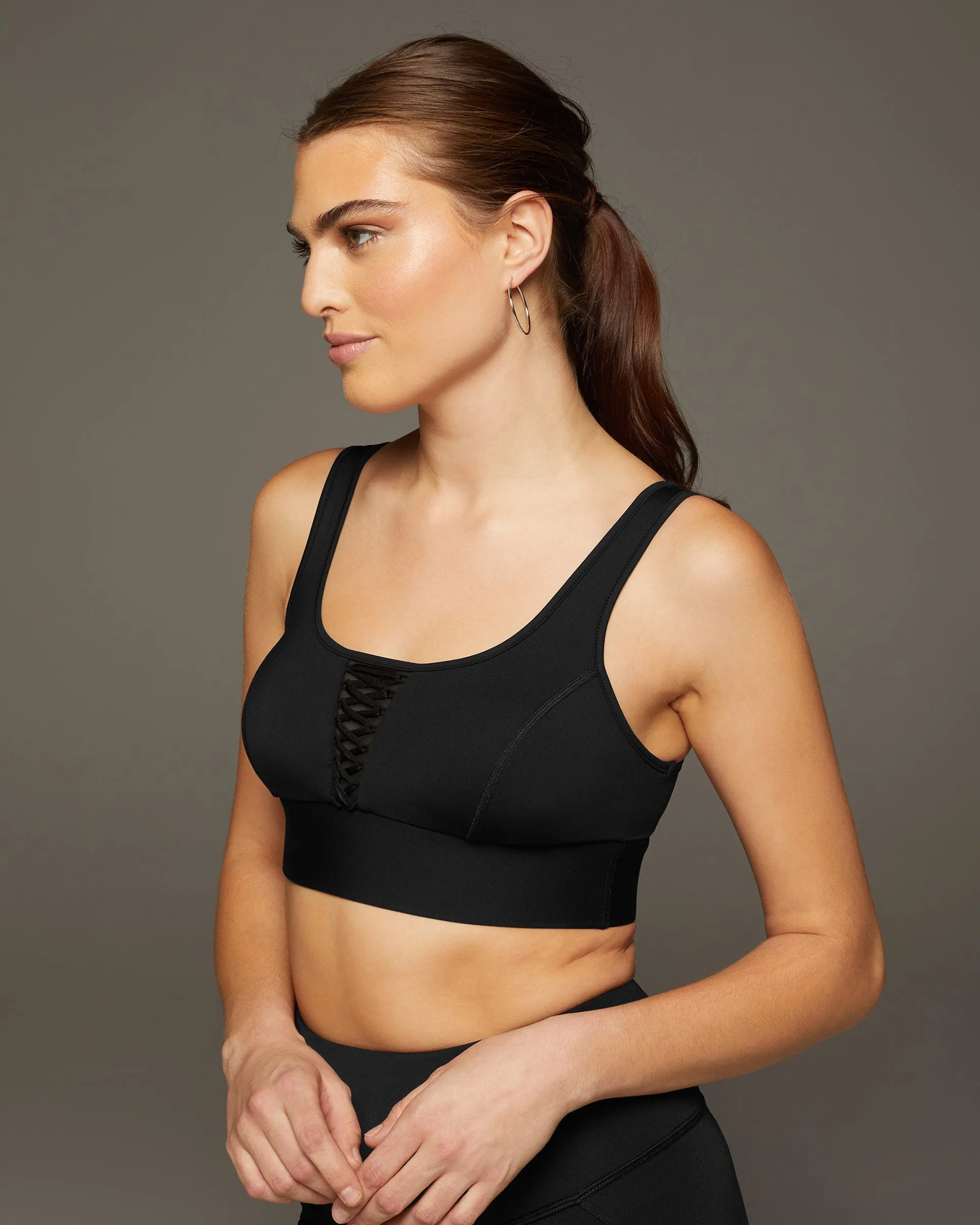 Nero Lace-Up Longline Bra
