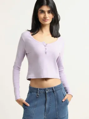 Nuon Lilac Cotton Ribbed Top