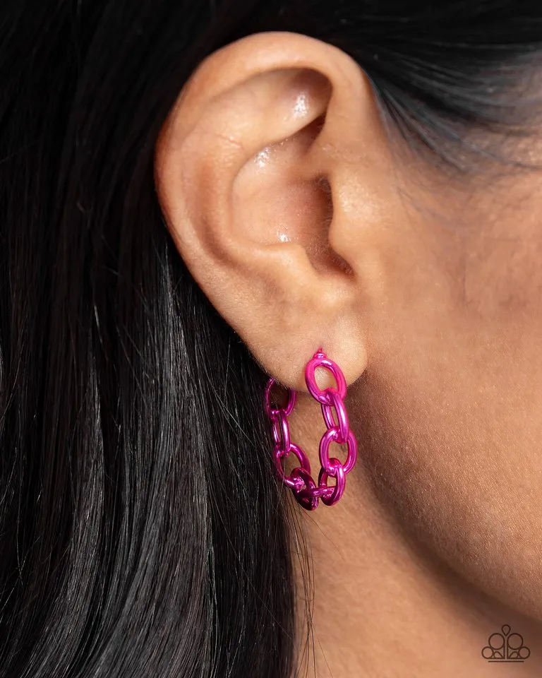 Paparazzi Earring ~ Colorful Cameo - Pink