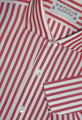 Red Butcher Stripe Poplin Men's Bespoke Shirt