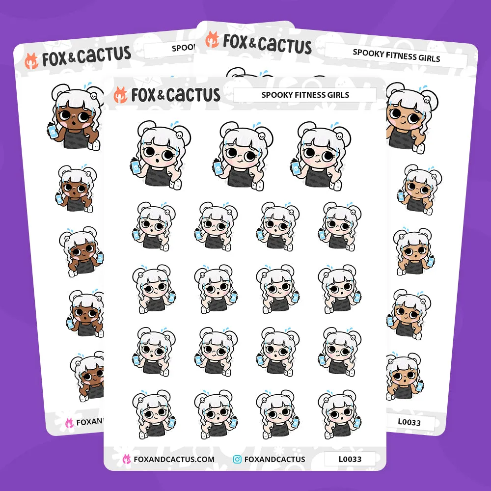 Spooky Fitness Kawaii Girl Stickers