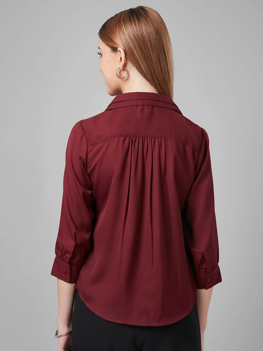 Style Quotient Women Maroon Solid Shirts