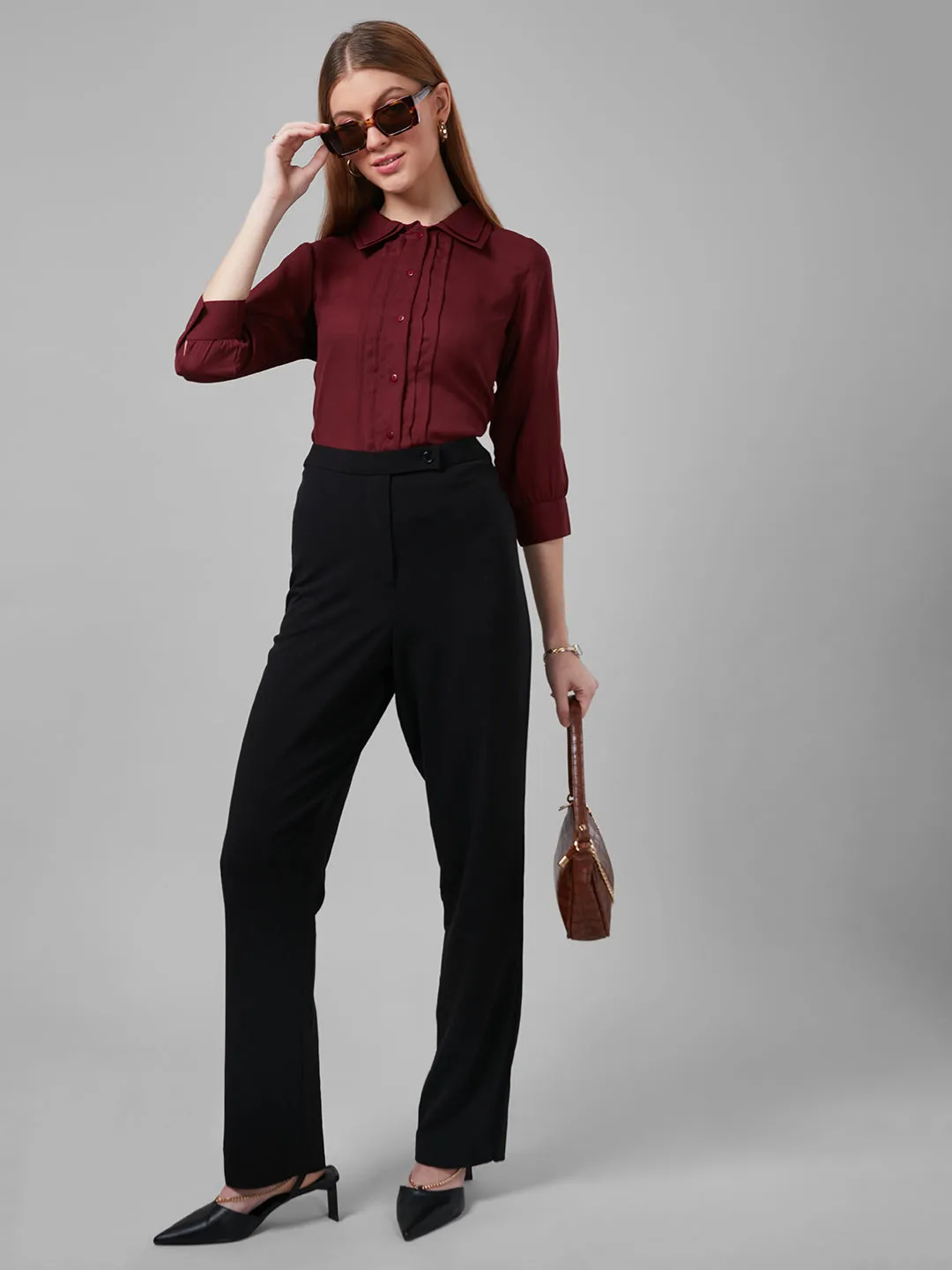 Style Quotient Women Maroon Solid Shirts