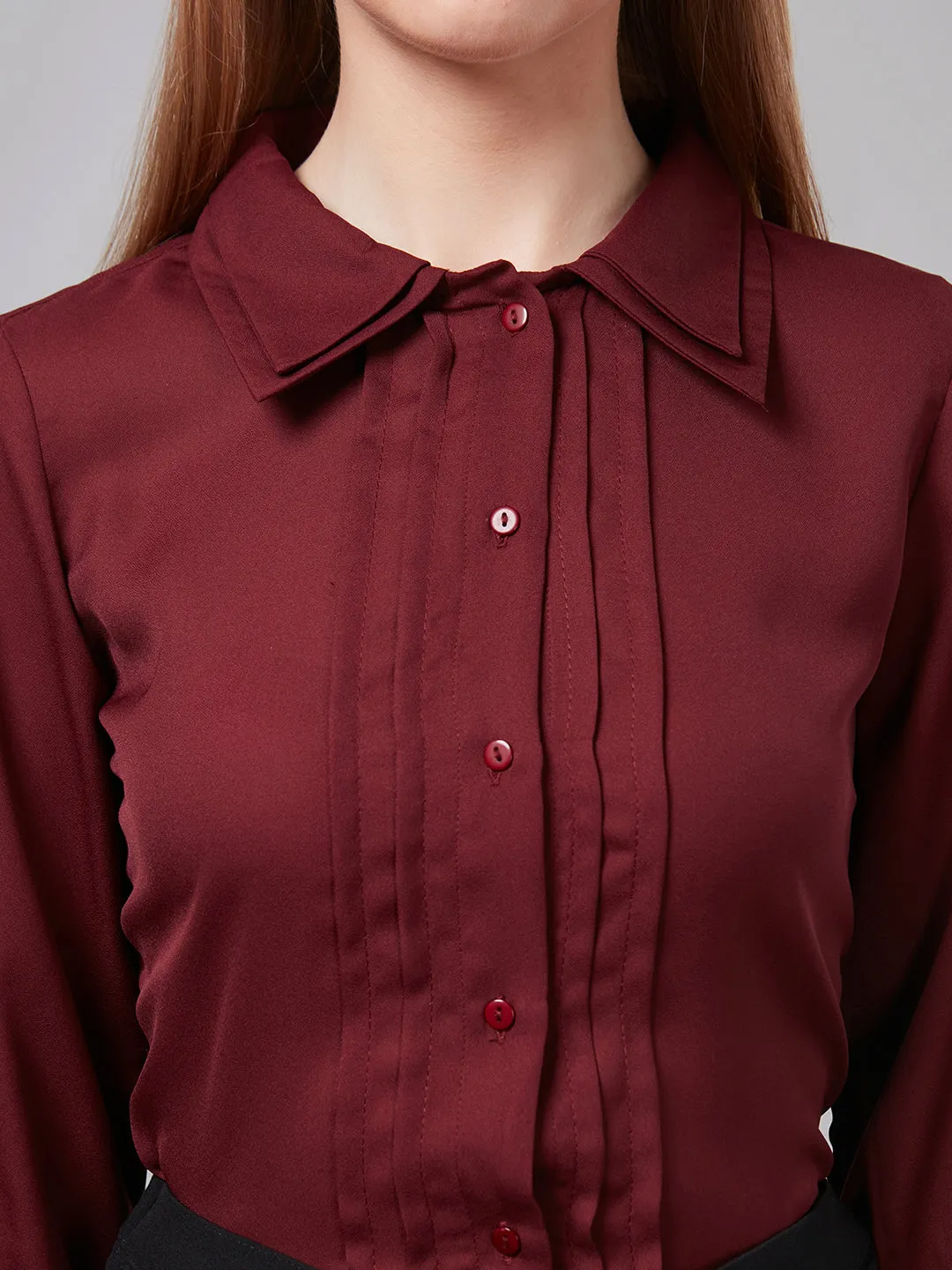 Style Quotient Women Maroon Solid Shirts